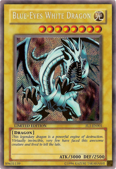 Blue-Eyes White Dragon [FL1-EN001] Secret Rare | Arkham Games and Comics