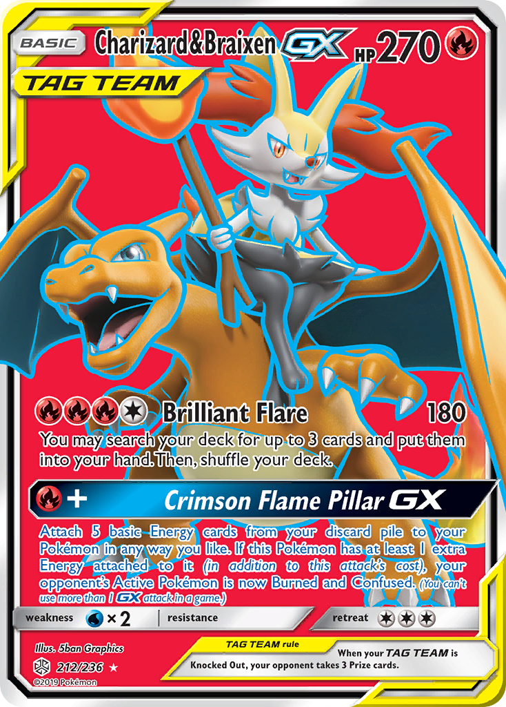 Charizard & Braixen GX (212/236) [Sun & Moon: Cosmic Eclipse] | Arkham Games and Comics