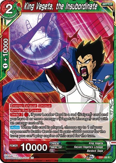 King Vegeta, the Insubordinate (EB1-56) [Battle Evolution Booster] | Arkham Games and Comics