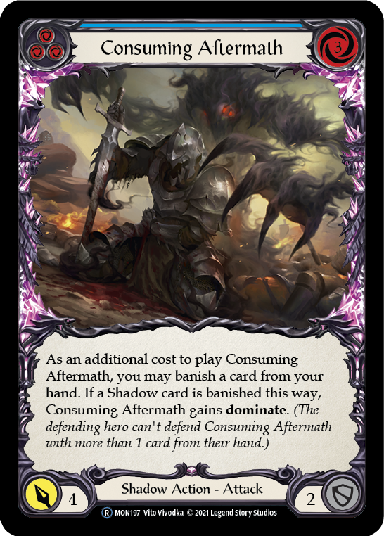 Consuming Aftermath (Blue) [U-MON197-RF] (Monarch Unlimited)  Unlimited Rainbow Foil | Arkham Games and Comics