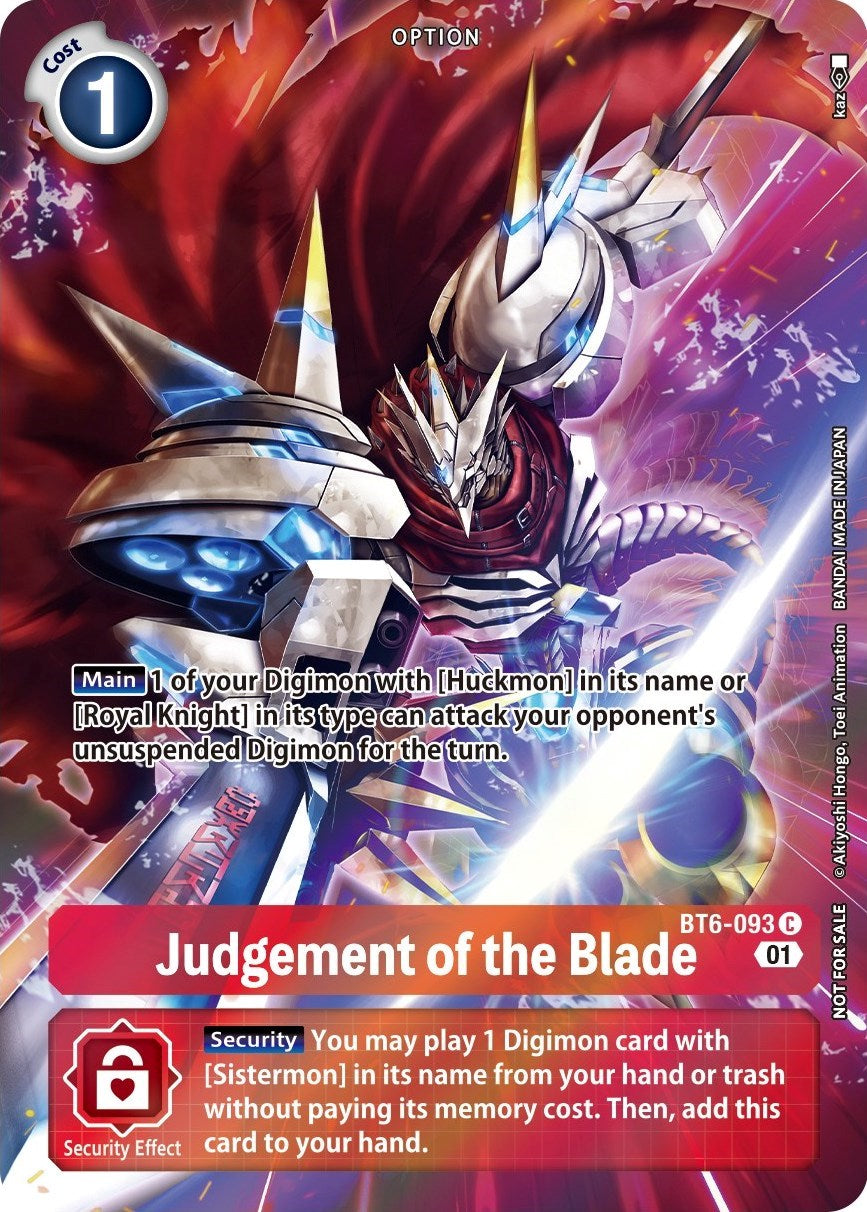 Judgement of the Blade [BT6-093] (Premium Deck Set) [Double Diamond Promos] | Arkham Games and Comics