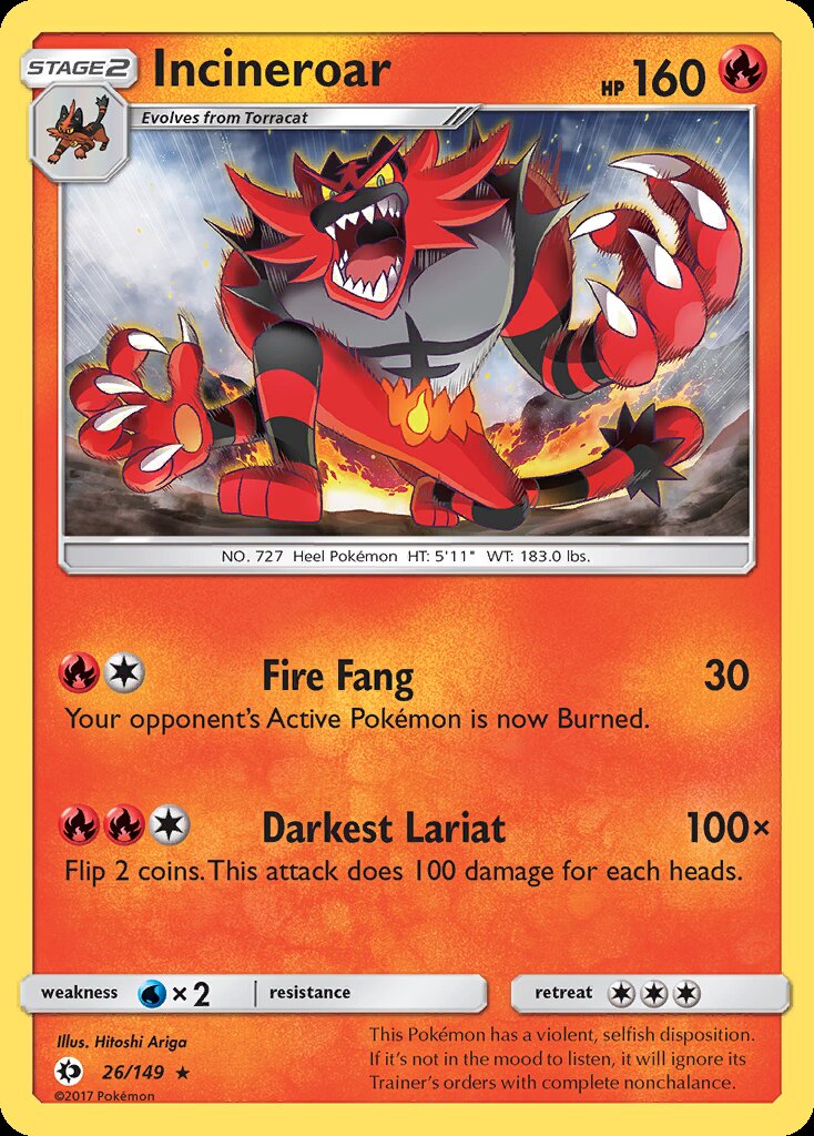 Incineroar (26/149) (Theme Deck Exclusive) [Sun & Moon: Base Set] | Arkham Games and Comics