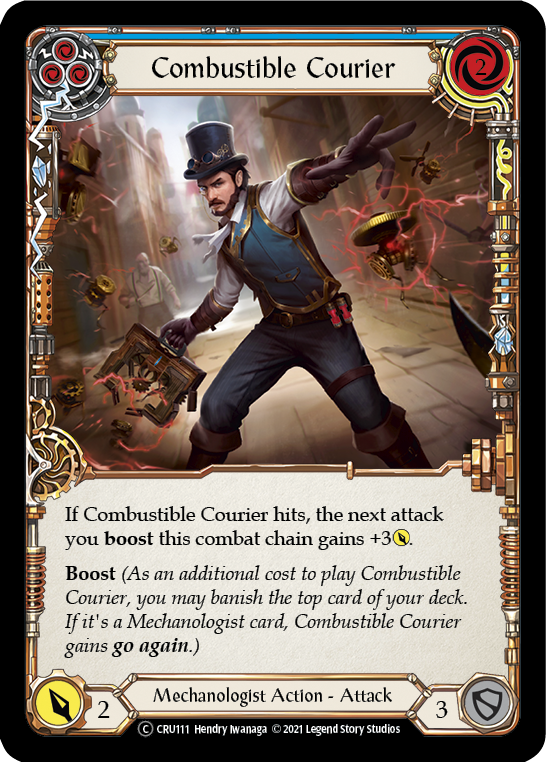 Combustible Courier (Blue) [U-CRU111] (Crucible of War Unlimited)  Unlimited Rainbow Foil | Arkham Games and Comics