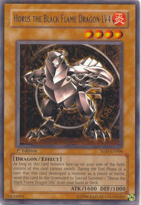 Horus The Black Flame Dragon LV4 [SOD-EN006] Rare | Arkham Games and Comics