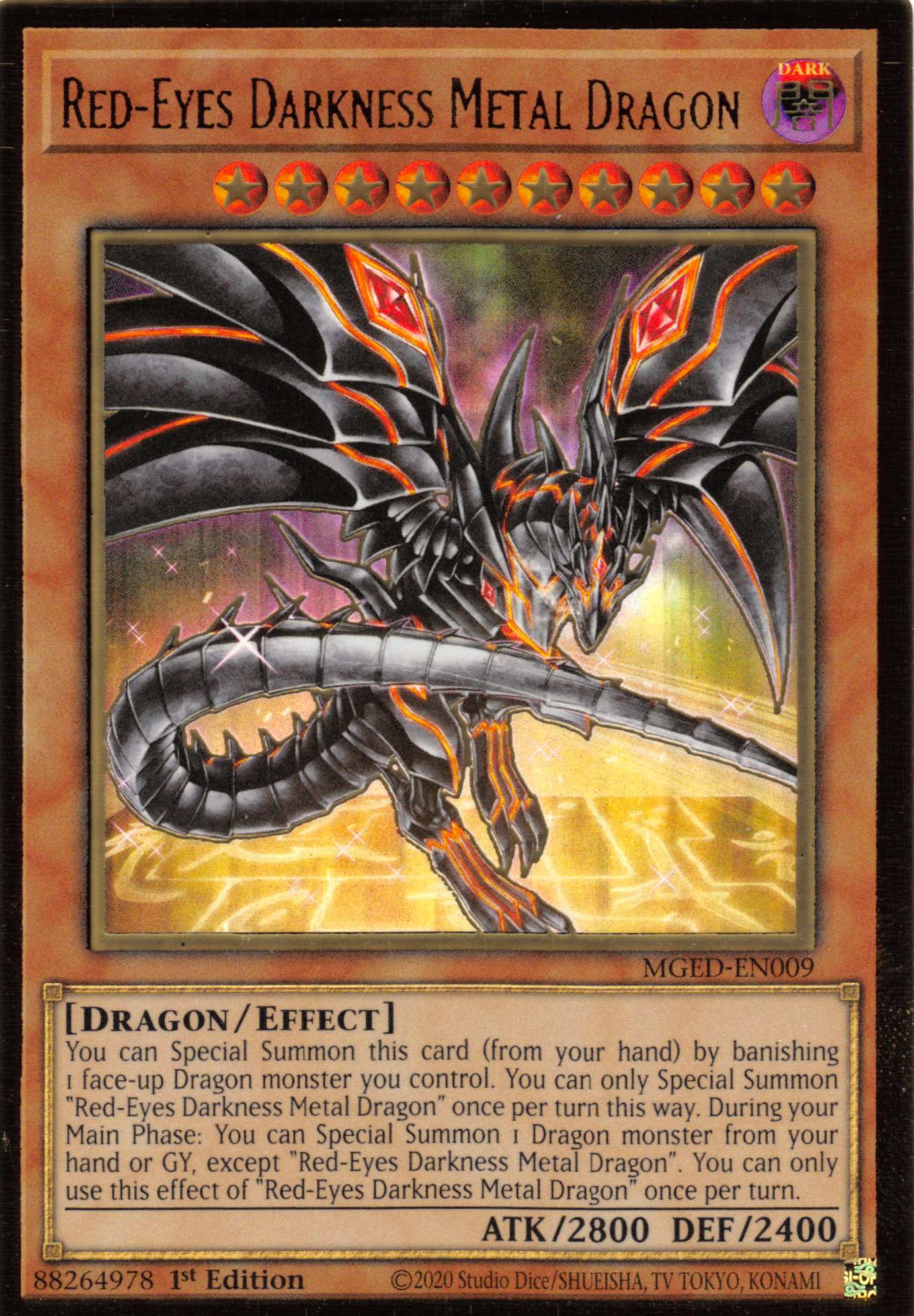 Red-Eyes Darkness Metal Dragon (Alternate Art) [MGED-EN009] Gold Rare | Arkham Games and Comics