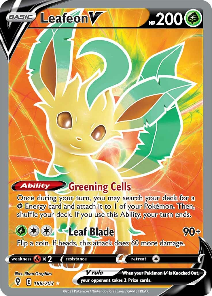 Leafeon V (166/203) [Sword & Shield: Evolving Skies] | Arkham Games and Comics