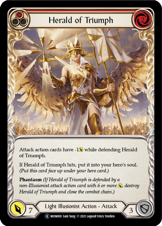 Herald of Triumph (Red) [U-MON008-RF] (Monarch Unlimited)  Unlimited Rainbow Foil | Arkham Games and Comics