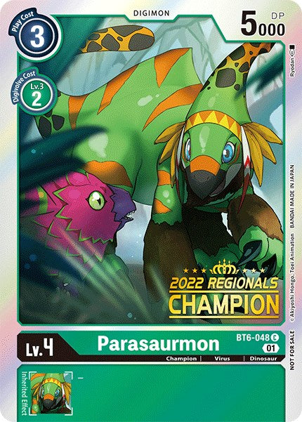 Parasaurmon [BT6-048] (2022 Championship Online Regional) (Online Champion) [Double Diamond Promos] | Arkham Games and Comics