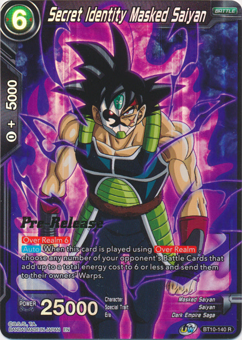 Secret Identity Masked Saiyan (BT10-140) [Rise of the Unison Warrior Prerelease Promos] | Arkham Games and Comics