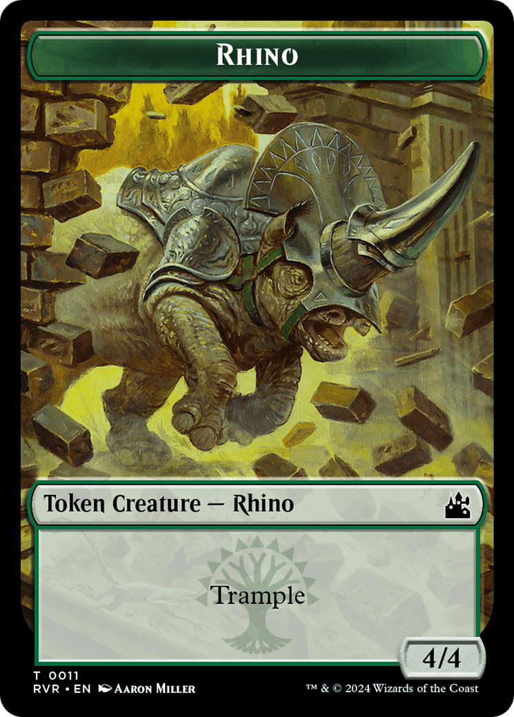 Elf Knight // Rhino Double-Sided Token [Ravnica Remastered Tokens] | Arkham Games and Comics