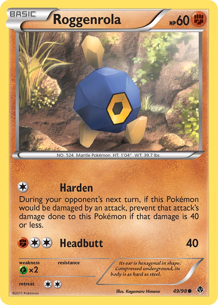 Roggenrola (49/98) (Cracked Ice Holo) (Blister Exclusive) [Black & White: Emerging Powers] | Arkham Games and Comics