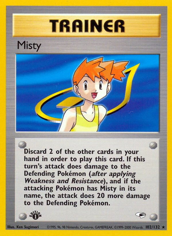 Misty (102/132) [Gym Heroes 1st Edition] | Arkham Games and Comics