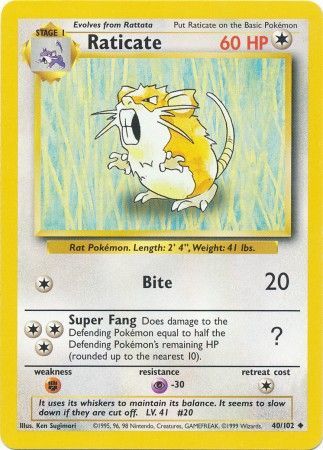 Raticate (40/102) [Base Set Unlimited] | Arkham Games and Comics