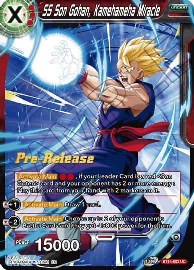 SS Son Gohan, Kamehameha Miracle (BT15-003) [Saiyan Showdown Prerelease Promos] | Arkham Games and Comics