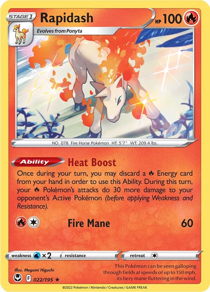 Rapidash (022/195) (Theme Deck Exclusive) [Sword & Shield: Silver Tempest] | Arkham Games and Comics