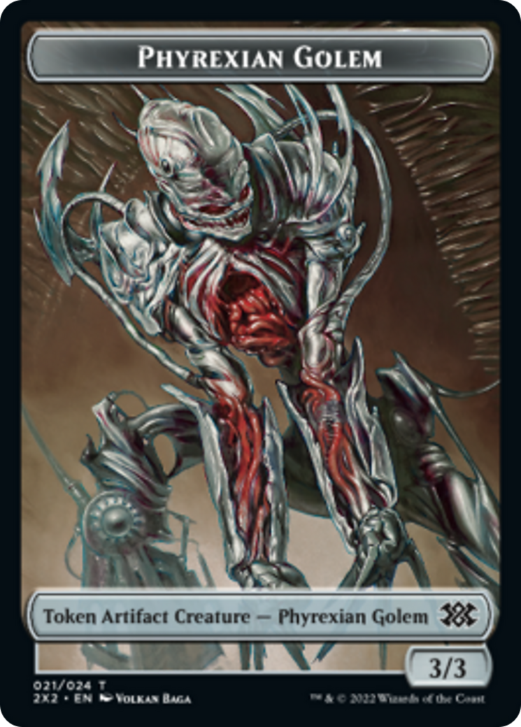 Drake // Phyrexian Golem Double-sided Token [Double Masters 2022 Tokens] | Arkham Games and Comics