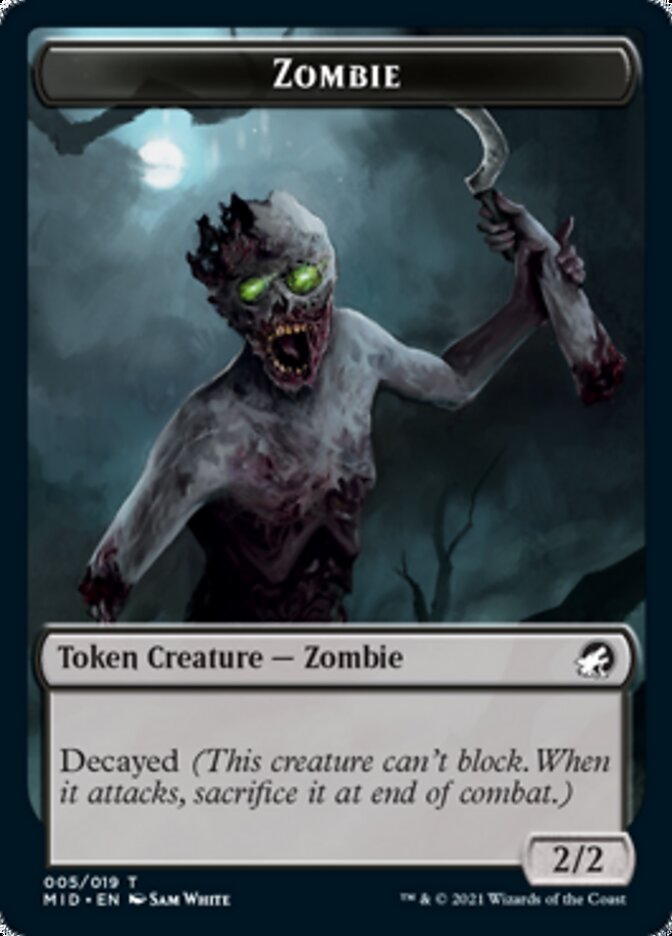 Zombie (005) // Wrenn and Seven Emblem Double-sided Token [Innistrad: Midnight Hunt Tokens] | Arkham Games and Comics