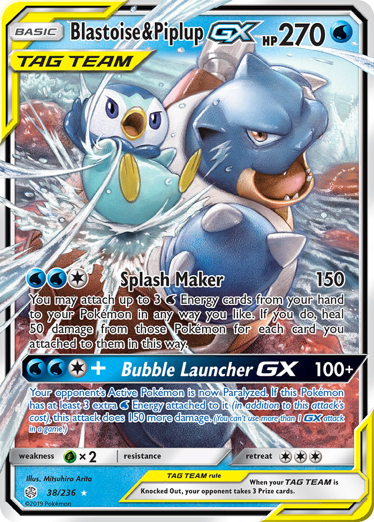 Blastoise & Piplup GX (38/236) [Sun & Moon: Cosmic Eclipse] | Arkham Games and Comics