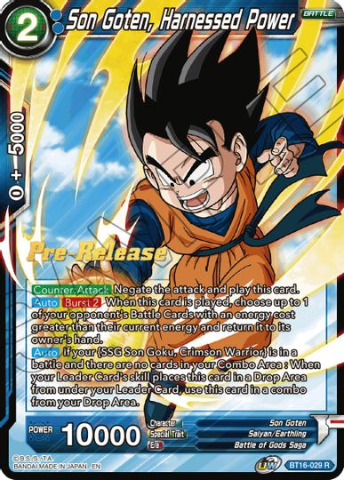 Son Goten, Harnessed Power (BT16-029) [Realm of the Gods Prerelease Promos] | Arkham Games and Comics