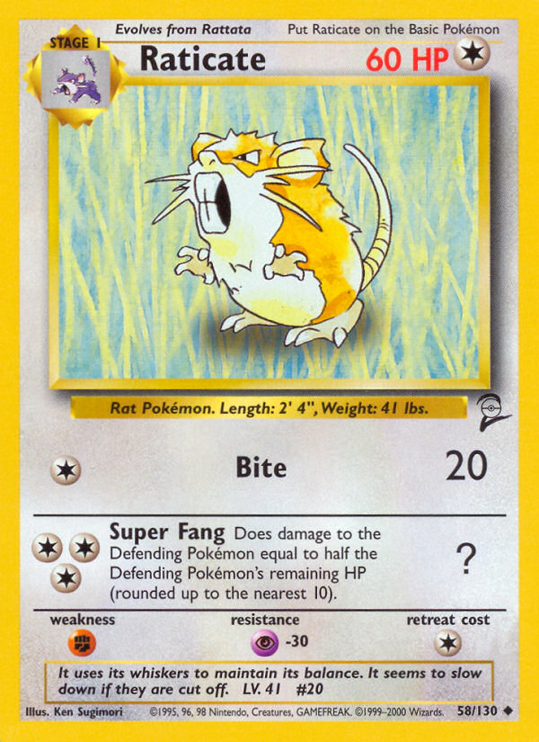 Raticate (58/130) [Base Set 2] | Arkham Games and Comics