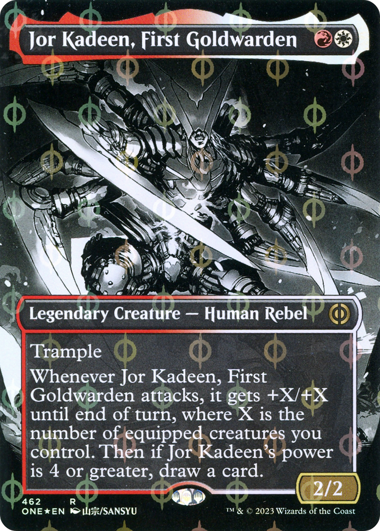 Jor Kadeen, First Goldwarden (Borderless Manga Step-and-Compleat Foil) [Phyrexia: All Will Be One] | Arkham Games and Comics
