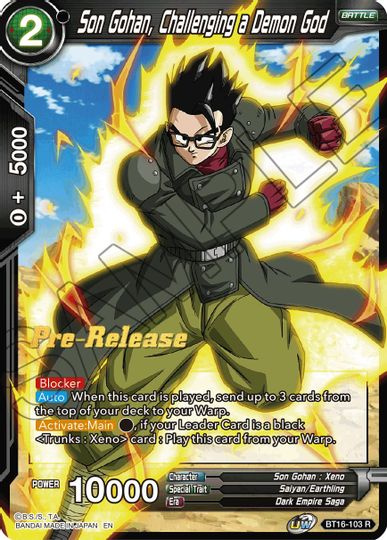 Son Gohan, Challenging a Demon God (BT16-103) [Realm of the Gods Prerelease Promos] | Arkham Games and Comics