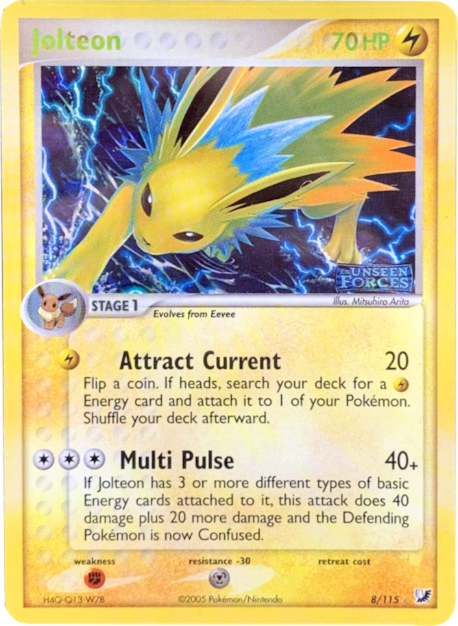 Jolteon (8/115) (Stamped) [EX: Unseen Forces] | Arkham Games and Comics