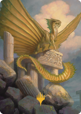 Ancient Gold Dragon Art Card (05) (Gold-Stamped Signature) [Commander Legends: Battle for Baldur's Gate Art Series] | Arkham Games and Comics