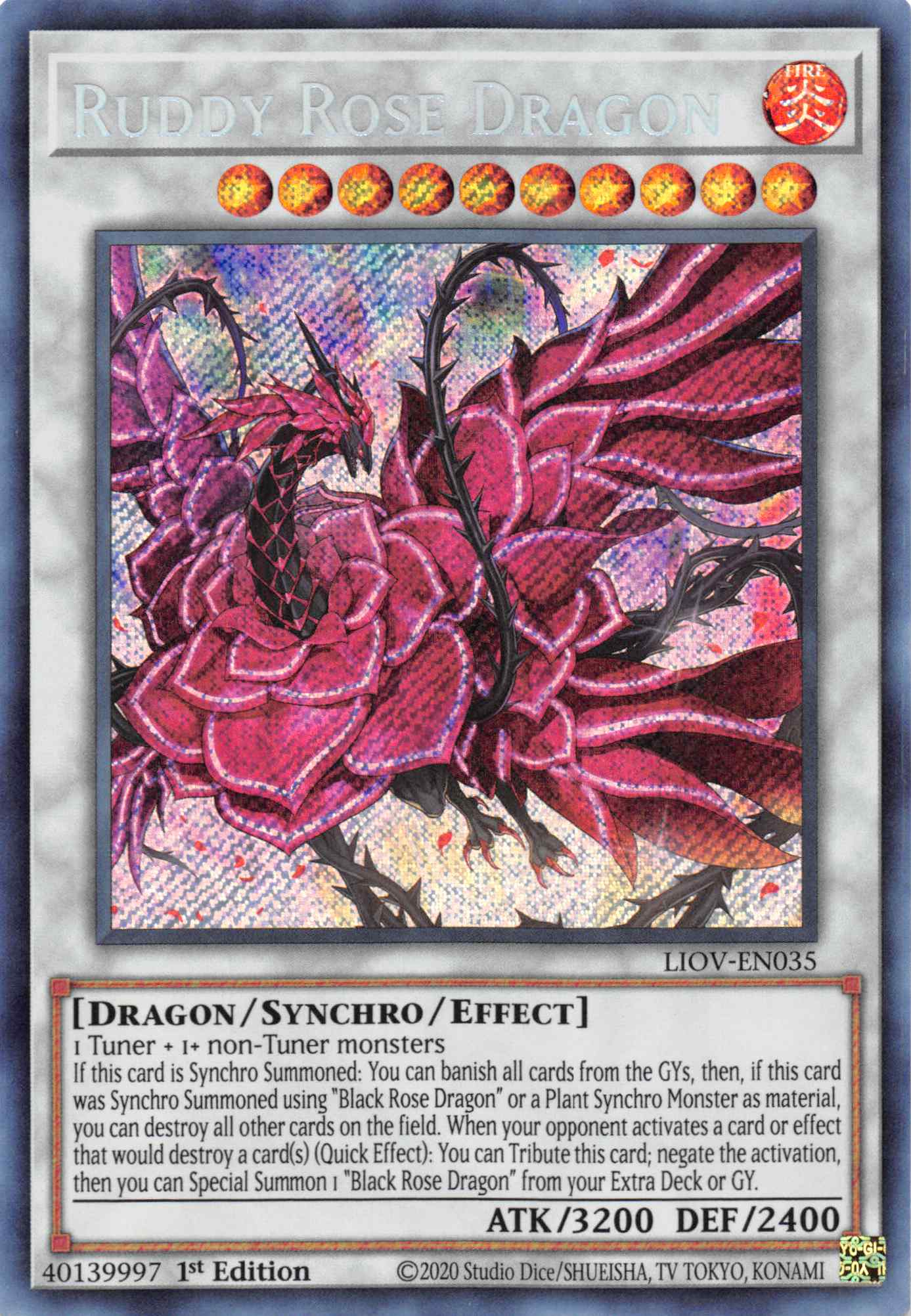 Ruddy Rose Dragon [LIOV-EN035] Secret Rare | Arkham Games and Comics