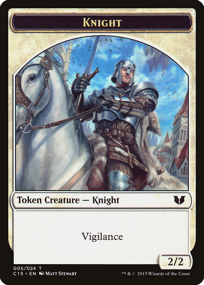 Gold // Knight (005) Double-Sided Token [Commander 2015 Tokens] | Arkham Games and Comics