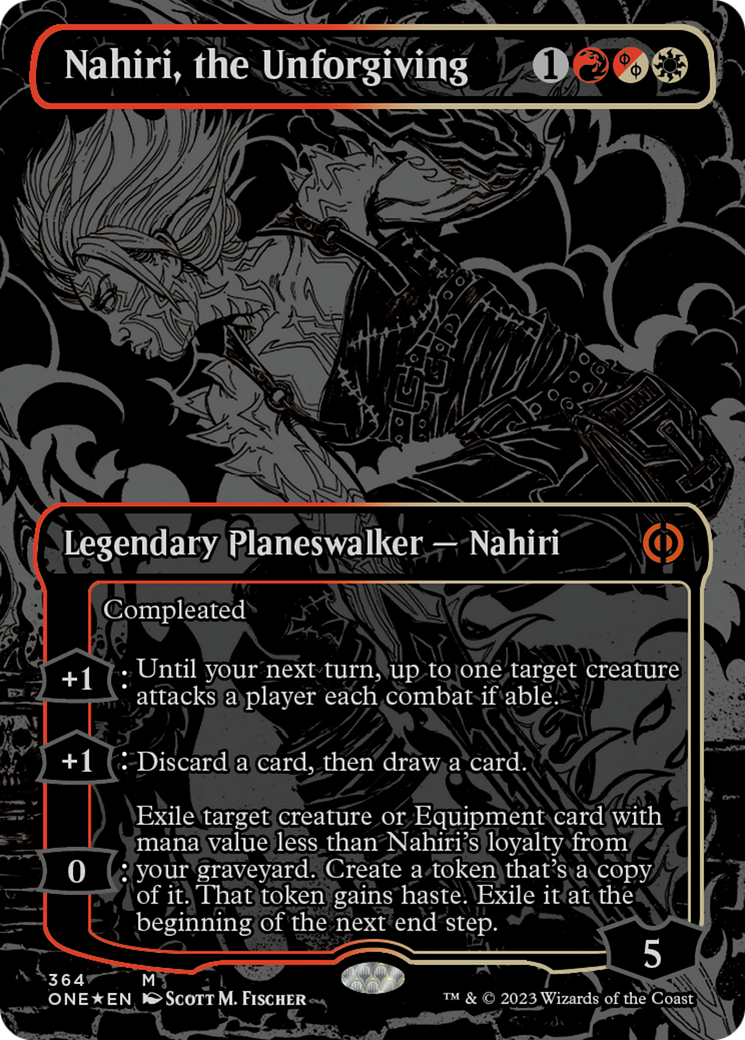 Nahiri, the Unforgiving (Oil Slick Raised Foil) [Phyrexia: All Will Be One] | Arkham Games and Comics