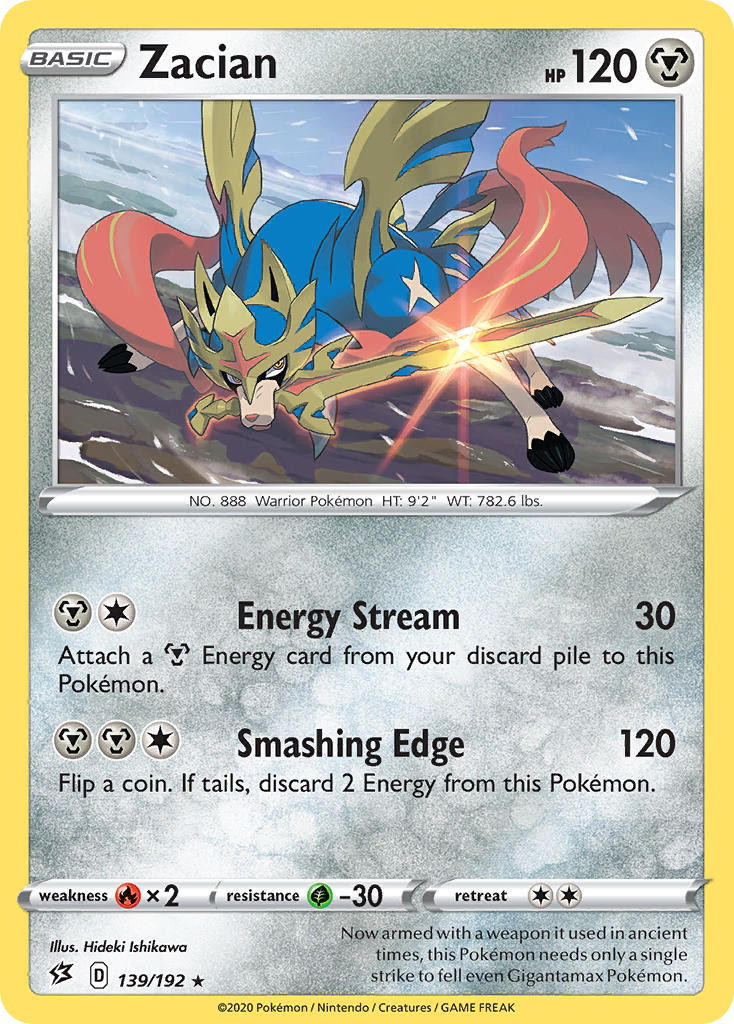 Zacian (139/192) (Cracked Ice Holo) (Theme Deck Exclusives) [Sword & Shield: Rebel Clash] | Arkham Games and Comics