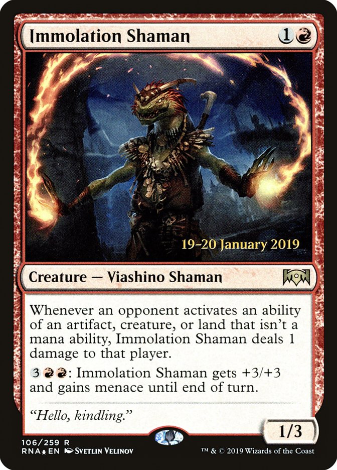 Immolation Shaman [Ravnica Allegiance Prerelease Promos] | Arkham Games and Comics