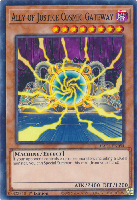 Ally of Justice Cosmic Gateway (Duel Terminal) [HAC1-EN084] Parallel Rare | Arkham Games and Comics