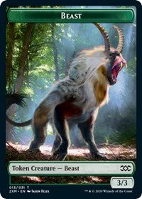 Beast // Saproling Double-sided Token [Double Masters Tokens] | Arkham Games and Comics