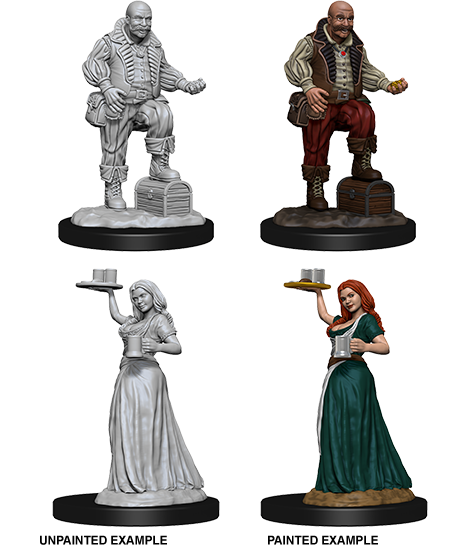 Pathfinder Deep Cuts Unpainted Miniatures: Merchants (Serving Girl/Merchant) | Arkham Games and Comics