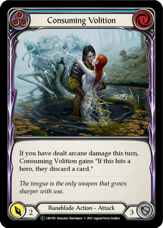 Consuming Volition (Blue) [U-CRU150] (Crucible of War Unlimited)  Unlimited Rainbow Foil | Arkham Games and Comics