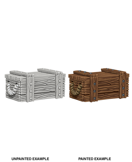 WizKids Deep Cuts Unpainted Miniatures: Crates | Arkham Games and Comics