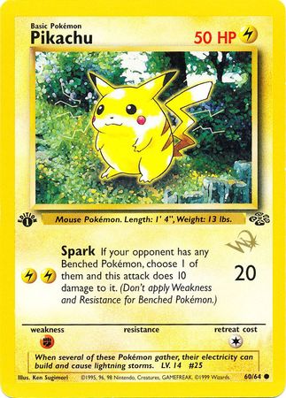 Pikachu (60/64) (W Stamped Promo) [Jungle 1st Edition] | Arkham Games and Comics