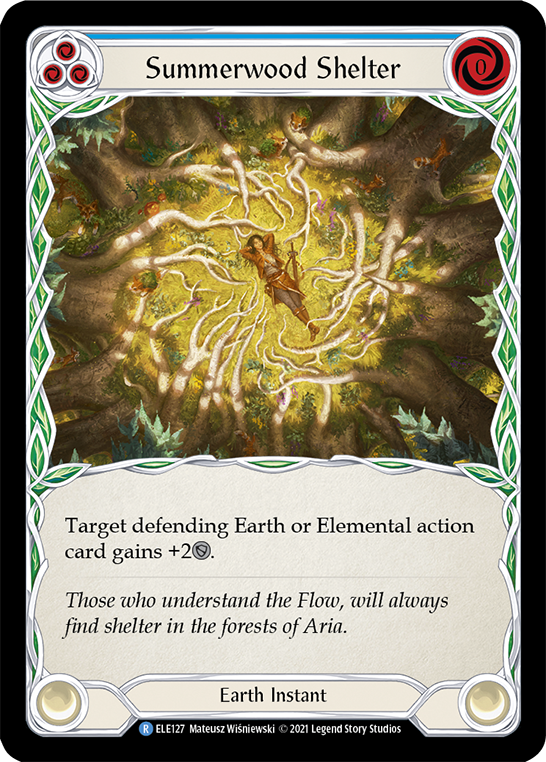 Summerwood Shelter (Blue) [ELE127] (Tales of Aria)  1st Edition Rainbow Foil | Arkham Games and Comics
