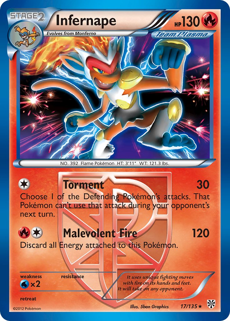 Infernape (17/135) (Theme Deck Exclusive) [Black & White: Plasma Storm] | Arkham Games and Comics