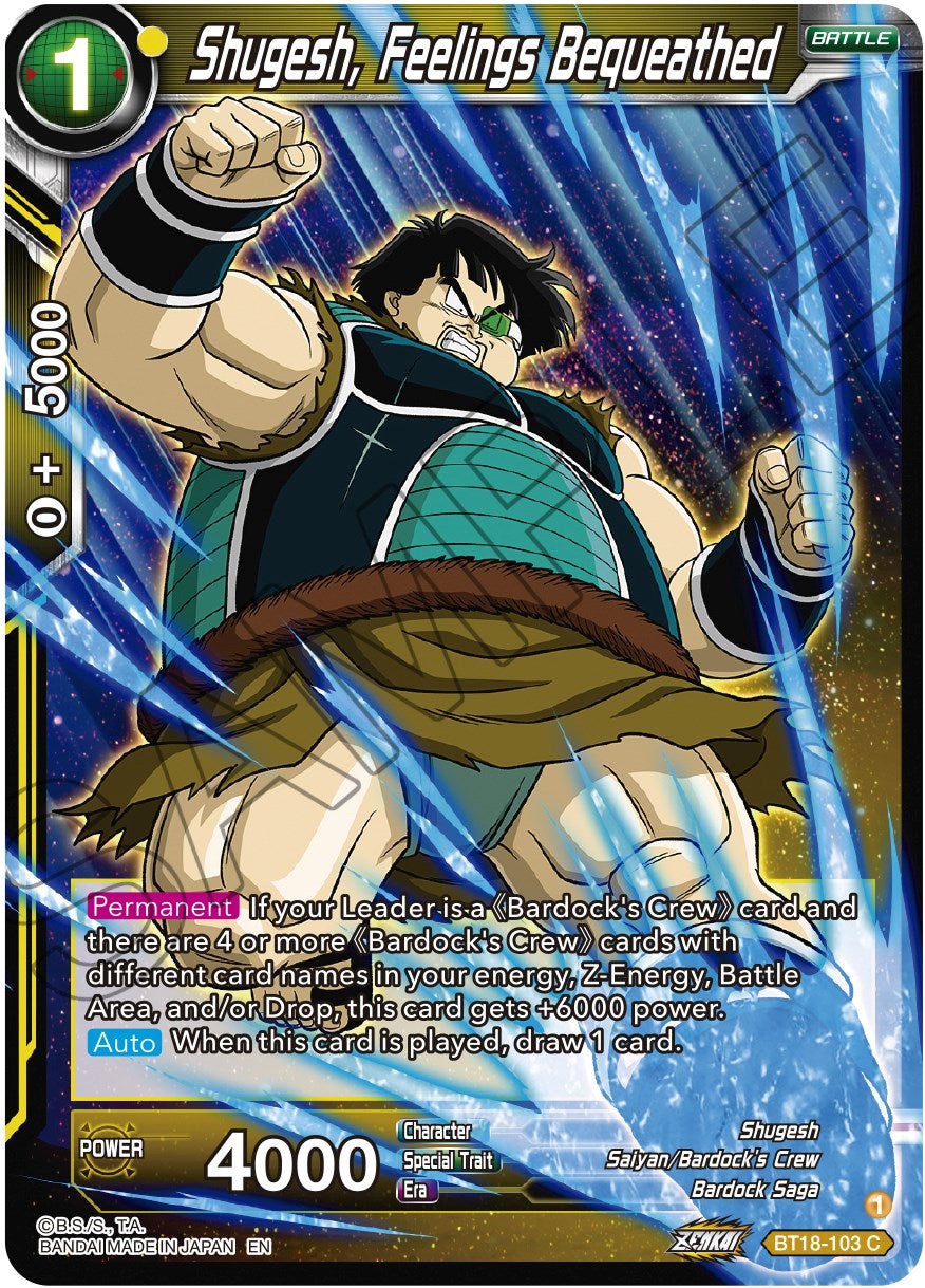 Shugesh, Feelings Bequeathed (BT18-103) [Dawn of the Z-Legends] | Arkham Games and Comics
