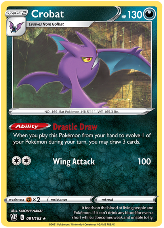 Crobat (091/163) (Theme Deck Exclusive) [Sword & Shield: Battle Styles] | Arkham Games and Comics