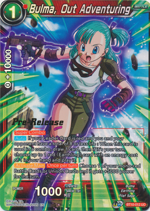 Bulma, Out Adventuring (BT10-012) [Rise of the Unison Warrior Prerelease Promos] | Arkham Games and Comics