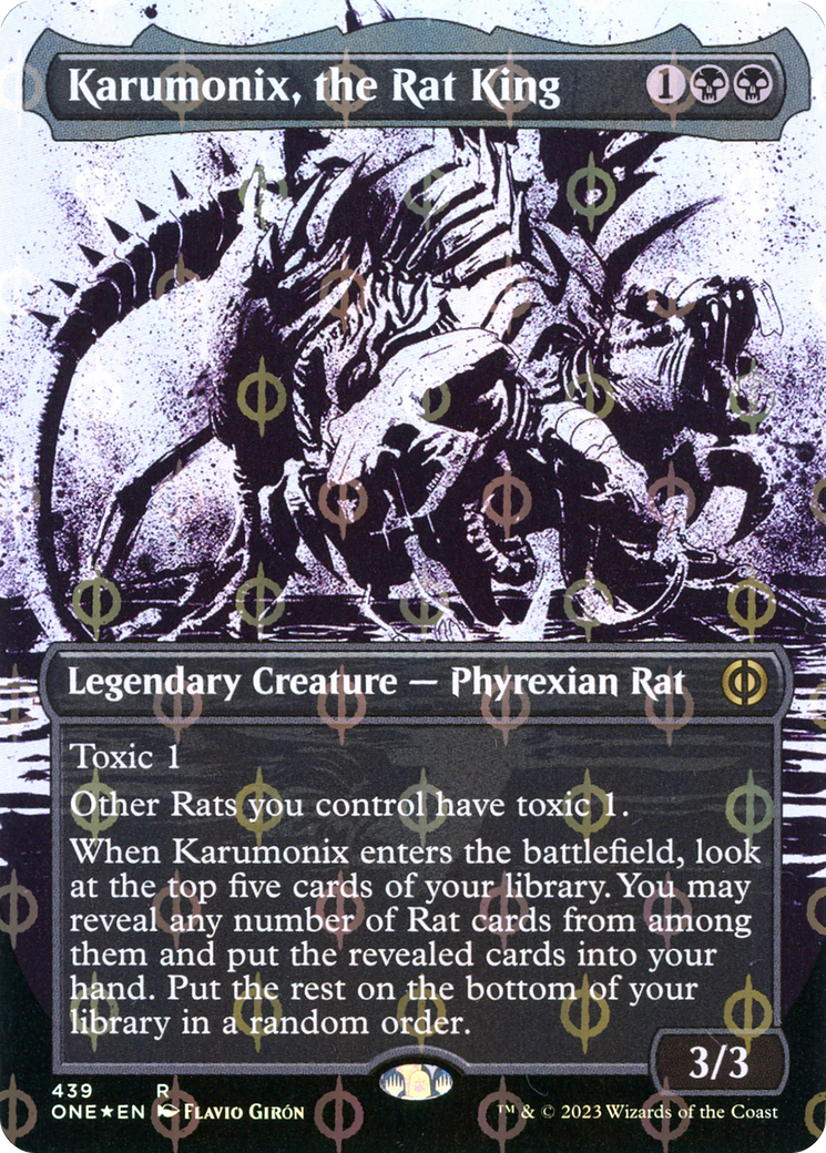 Karumonix, the Rat King (Borderless Ichor Step-and-Compleat Foil) [Phyrexia: All Will Be One] | Arkham Games and Comics