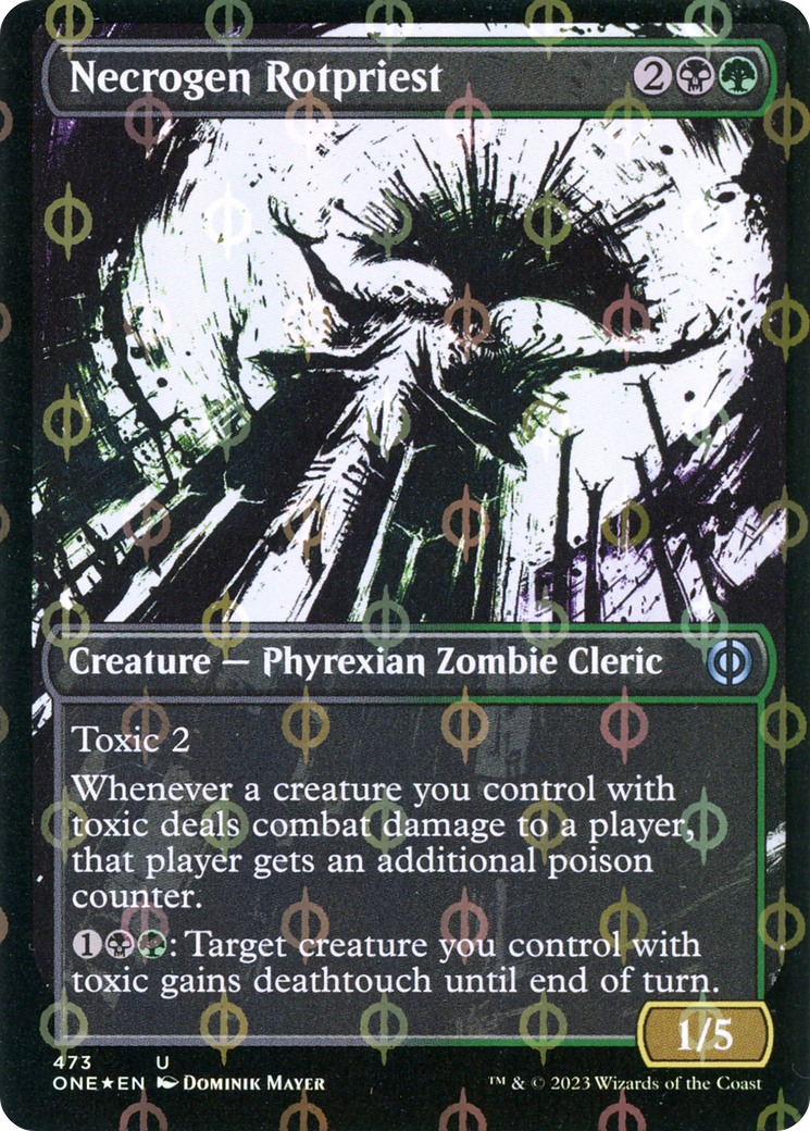 Necrogen Rotpriest (Borderless Ichor Step-and-Compleat Foil) [Phyrexia: All Will Be One] | Arkham Games and Comics