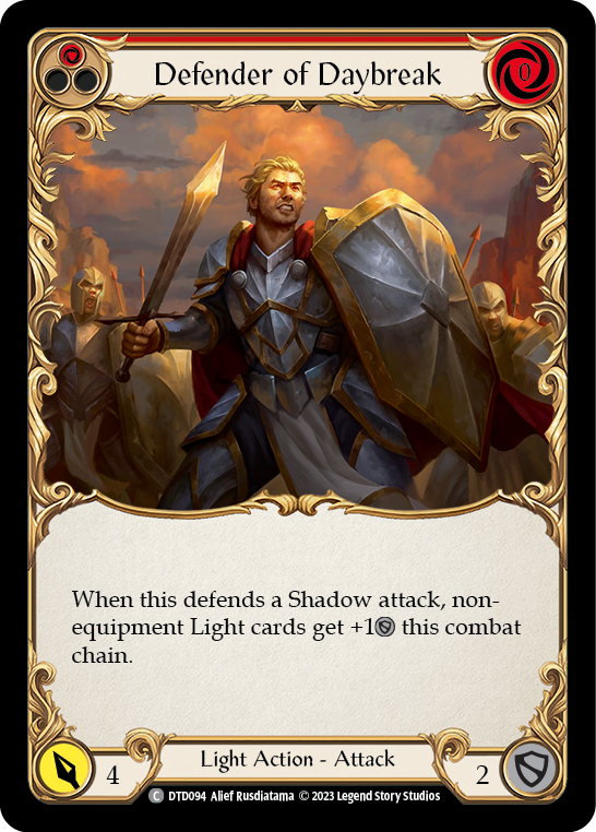 Defender of Daybreak (Red) [DTD094] (Dusk Till Dawn)  Rainbow Foil | Arkham Games and Comics