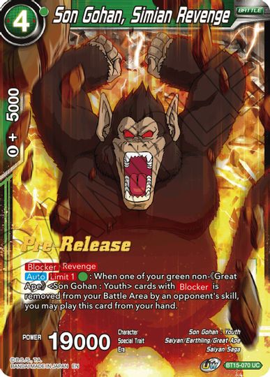 Son Gohan, Simian Revenge (BT15-070) [Saiyan Showdown Prerelease Promos] | Arkham Games and Comics