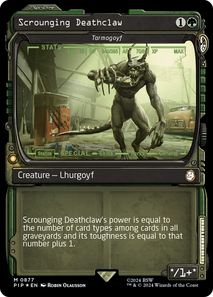 Scrounging Deathclaw - Tarmogoyf (Showcase) (Surge Foil) [Fallout] | Arkham Games and Comics