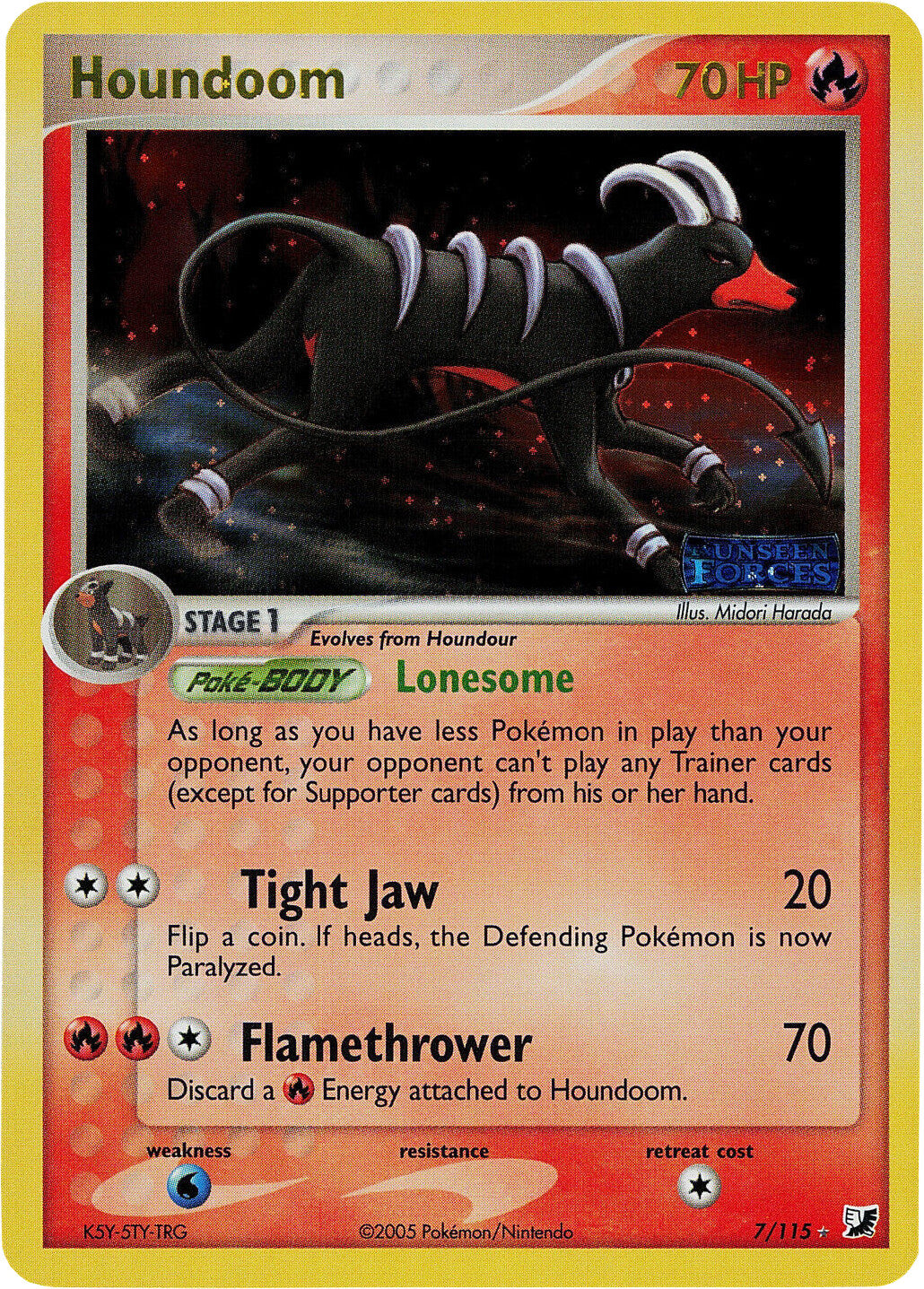 Houndoom (7/115) (Stamped) [EX: Unseen Forces] | Arkham Games and Comics